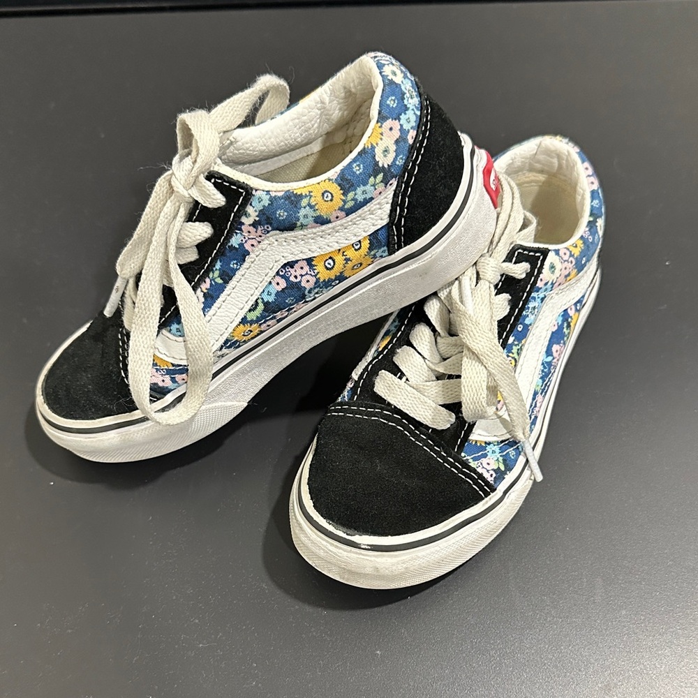 Vans Black and Blue Floral Sneakers